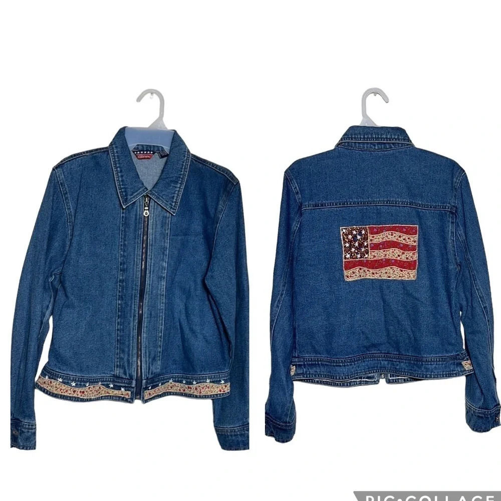 Agapo Denim VintageAmericana Floral Embroidered Jean Jacket. Mixed Media SzM